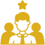 Graphic of a leader with a star above, symbolizing leadership and teamwork in a professional setting.